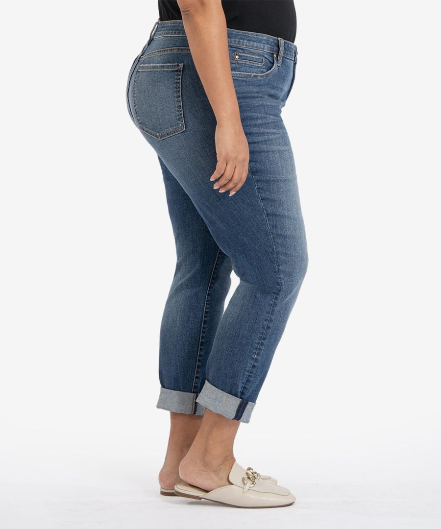 Denim Kut from the Kloth | Catherine High Rise Boyfriend, Plus Coziness W/Dk Stone Base Wash