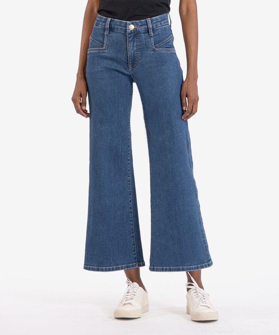 Denim Kut from the Kloth | Meg Mid Rise Wide Leg (Movement Wash) Movement W/Medium Base Wash