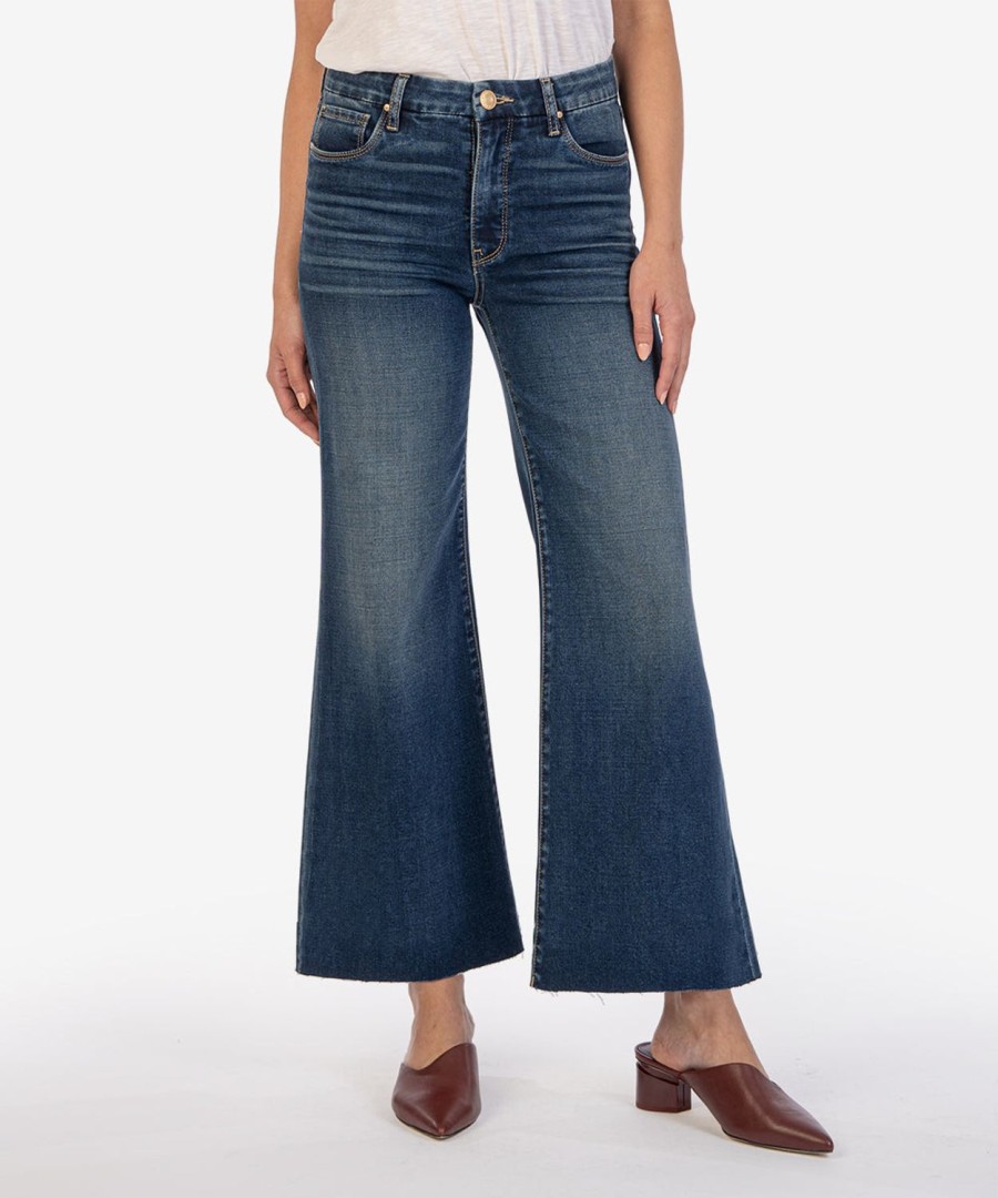 Fit Kut from the Kloth Meg Wide Leg | Meg High Rise Fab Ab Wide Leg Yielded W/Dk Base Wash