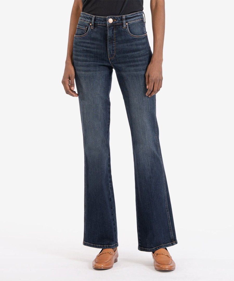 Denim Kut from the Kloth | Ana High Rise Fab Ab Flare (Neutral Wash) Neutral W/Dk Stone Base Wash