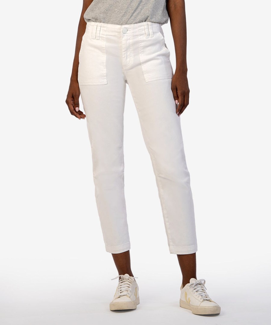 Fit Kut from the Kloth Reese Ankle Straight | Reese Mid Rise Crop Straight Leg Optic White