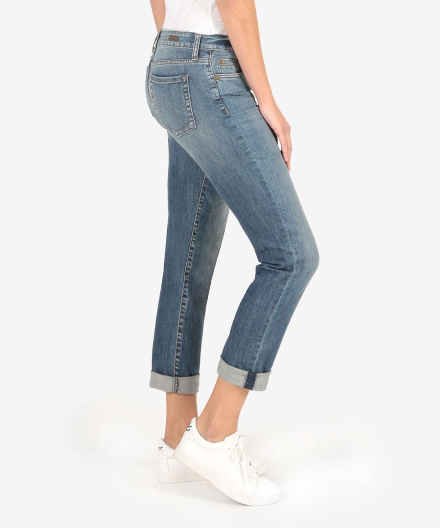 Denim Kut from the Kloth | Catherine Mid Rise Boyfriend Fervent W/Antique Base Wash