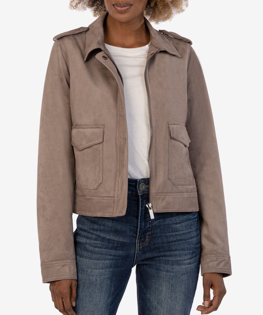 Clothing Kut from the Kloth | Alena Zip Faux Suede Jacket Buff