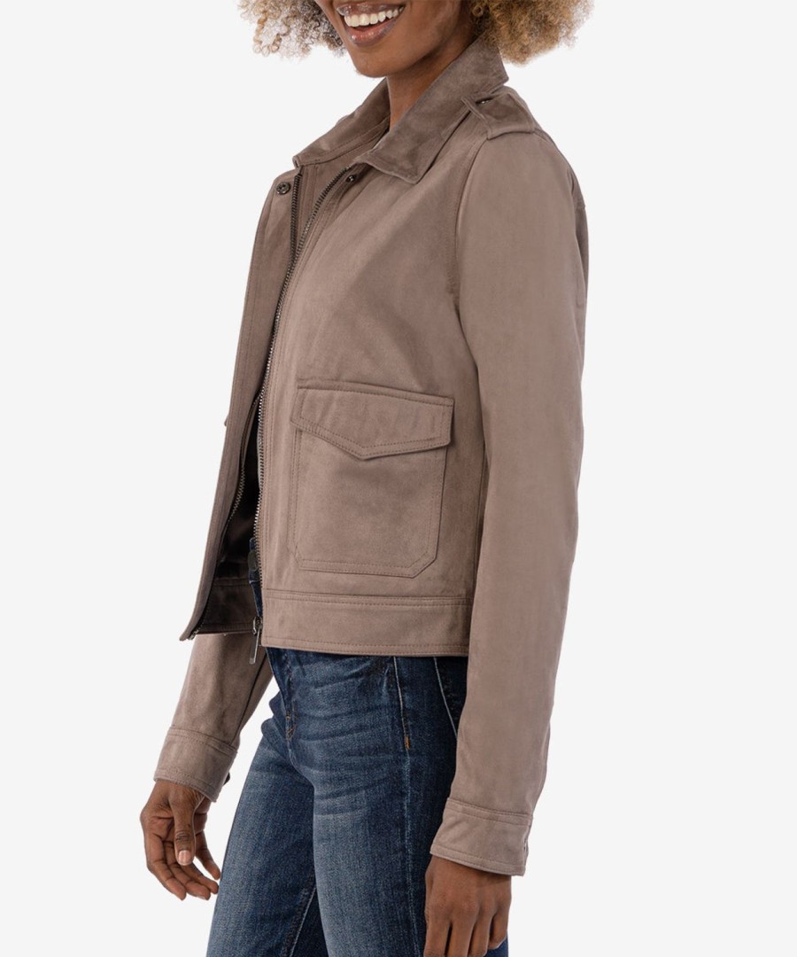 Clothing Kut from the Kloth | Alena Zip Faux Suede Jacket Buff