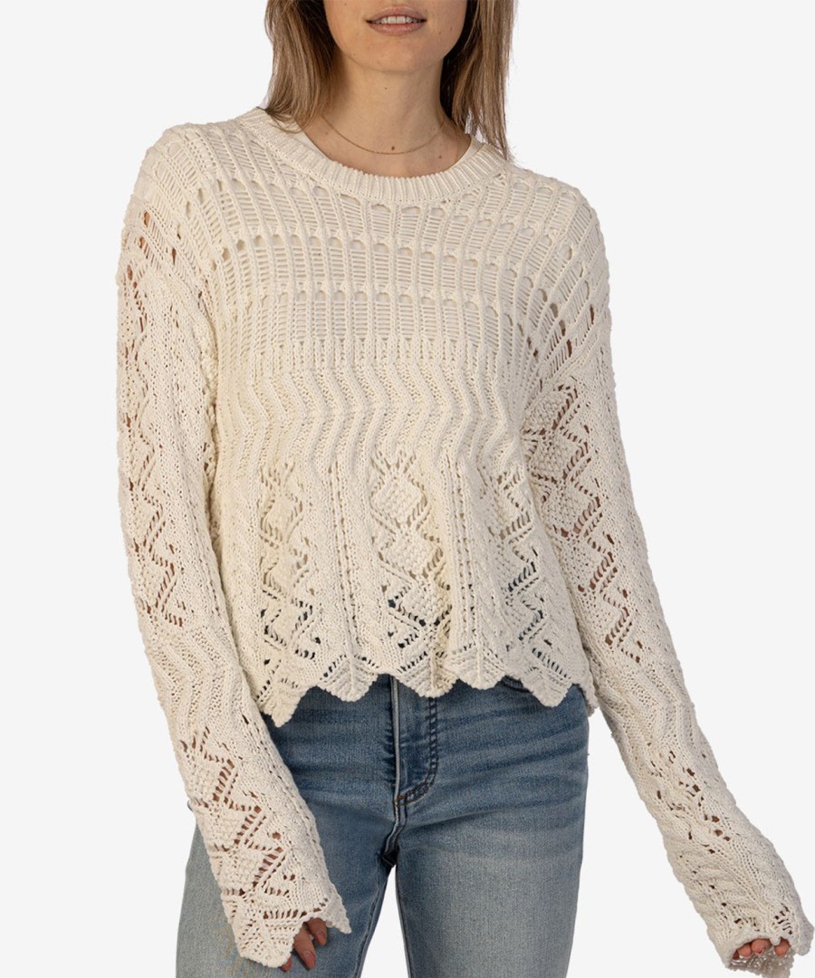 Clothing Kut from the Kloth | Malia Crochet Sweater Ivory