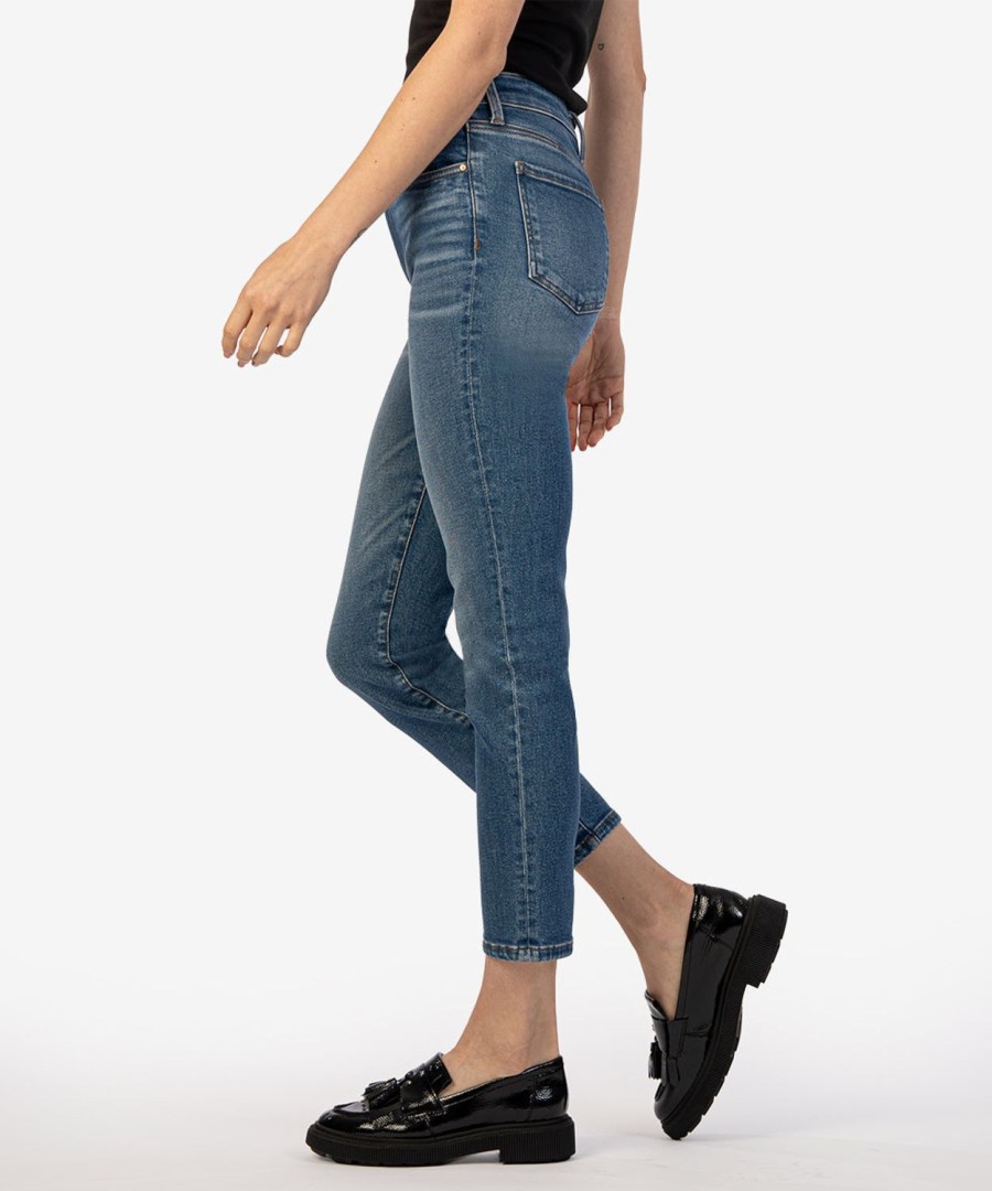 Denim Kut from the Kloth | Catherine High Rise Crop Straight Leg New W/Medium Base Wash