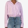 Clothing Kut from the Kloth | Presley Crop Button Down Top Lavender/White