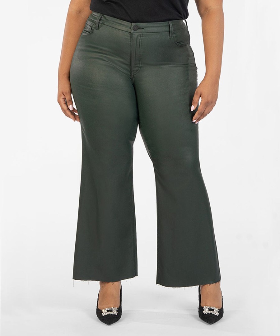 Fit Kut from the Kloth Meg Wide Leg | Meg High Rise Fab Ab Wide Leg, Long Inseam (Plus) Forest