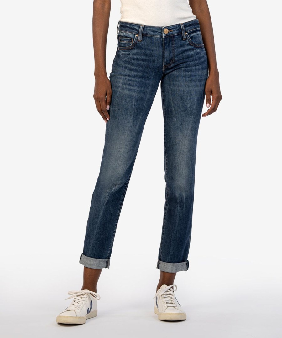 Fit Kut from the Kloth Catherine Boyfriend | Catherine Mid Rise Boyfriend Jeans Inspired W/Dk Base Wash